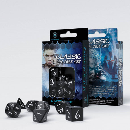 Q Workshop - Classic RPG: Black & white 7pc RPG Dice Set
