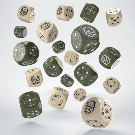 Q Workshop - Crosshairs: Beige&Olive Compact D6 Dice Set (20 pieces)