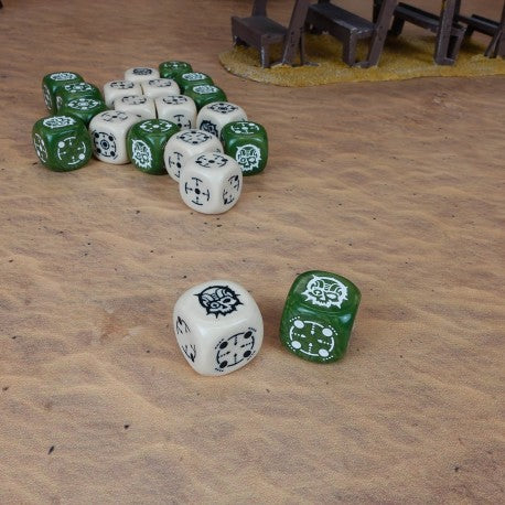 Q Workshop - Crosshairs: Beige&Olive Compact D6 Dice Set (20 pieces)