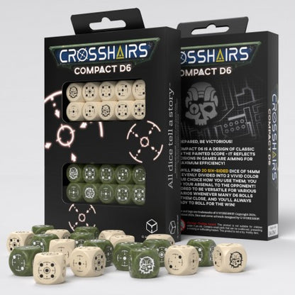 Q Workshop - Crosshairs: Beige&Olive Compact D6 Dice Set (20 pieces)