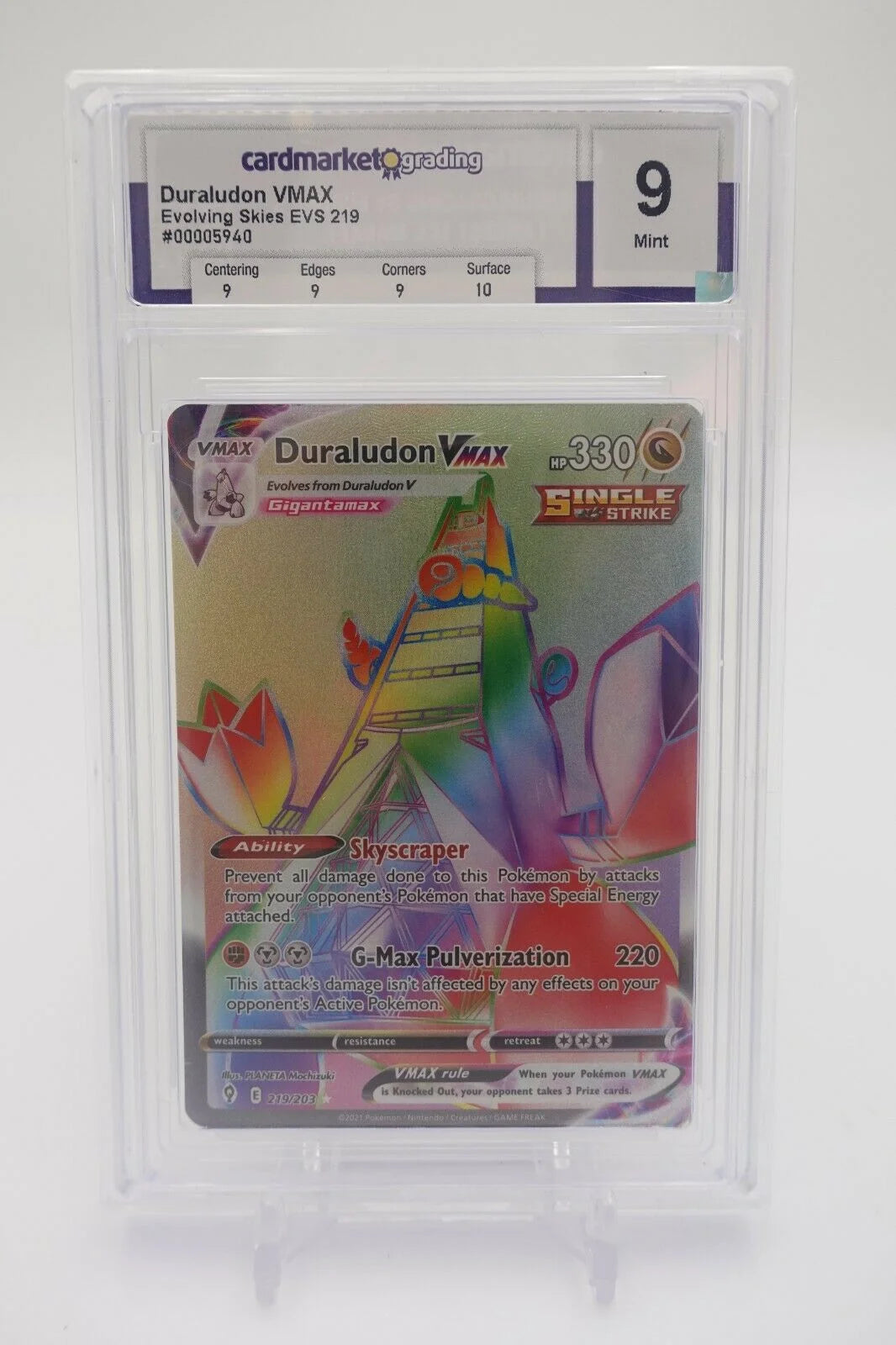 Duraludon VMAX (EVS 219) - Drachenwandel / Evolving Skies - CM Grading 9 Mint - EN