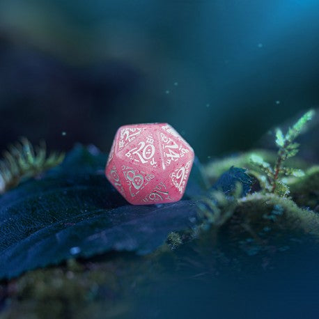 Q Workshop - Elvish: Shimmering pink & White 7pc RPG Dice Set
