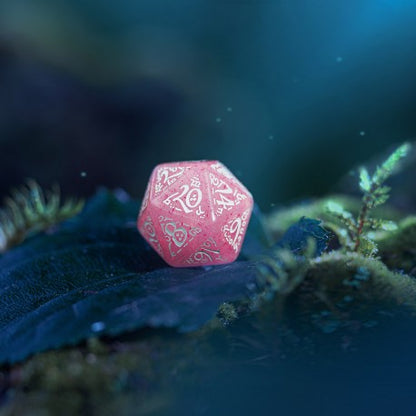 Q Workshop - Elvish: Shimmering pink & White 7pc RPG Dice Set