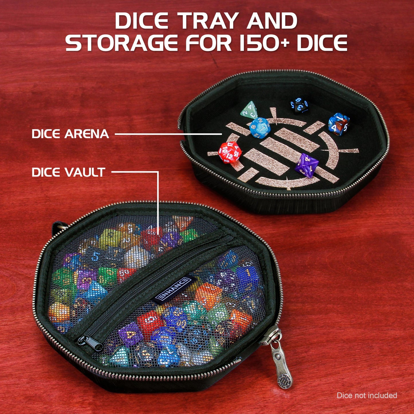 ENHANCE - Tabletop Dice Tray and Dice Case: Black
