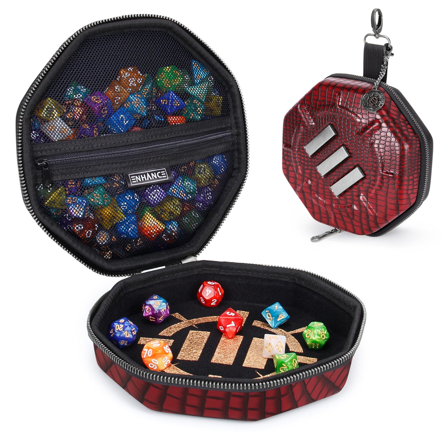 ENHANCE - Tabletop Dice Tray and Dice Case - Collector's Edition: Dragon Red