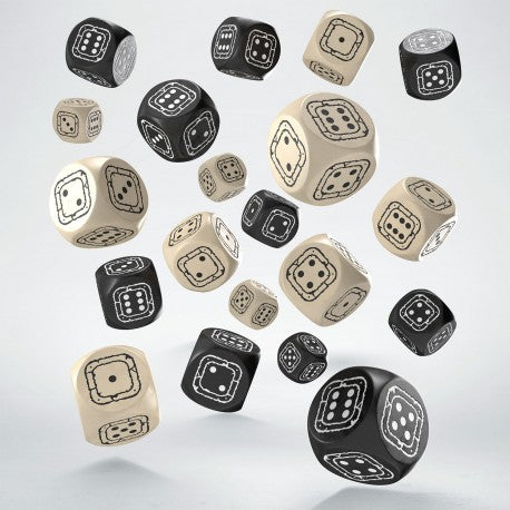 Q Workshop - Fortress: Black&Beige Compact D6 Dice Set (20 pieces)