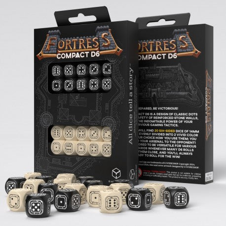 Q Workshop - Fortress: Black&Beige Compact D6 Dice Set (20 pieces)