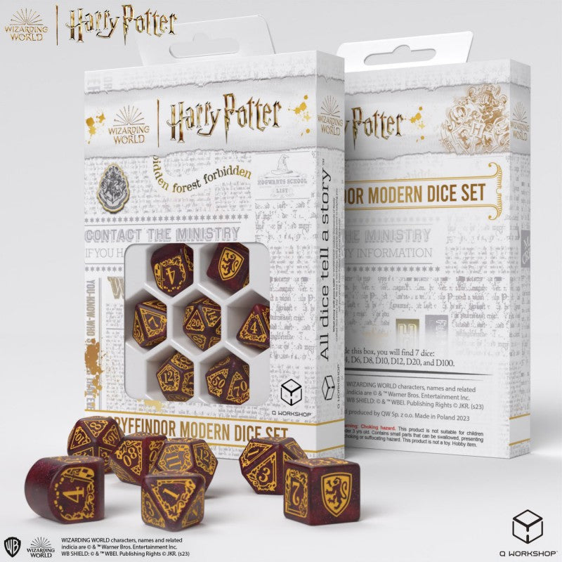 Q Workshop - Harry Potter: Gryffindor 7pc RPG Modern Dice Set - Red