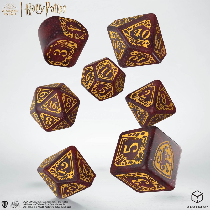 Q Workshop - Harry Potter: Gryffindor 7pc RPG Modern Dice Set - Red