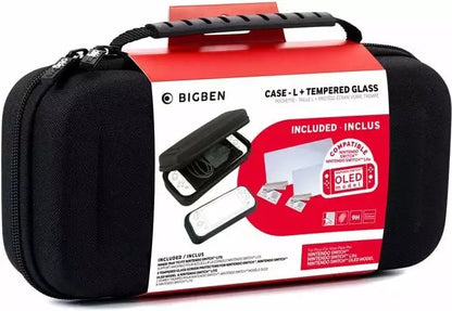 BIGBEN - Nintendo Switch - Transporttasche Case-L mit Tempered Glass / Schutzfolie - schwarz