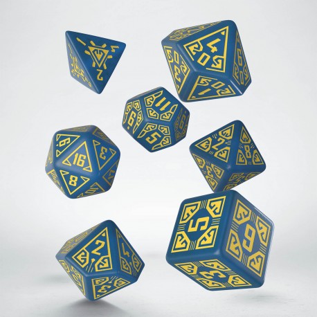 Q Workshop - Arcade: Blue & yellow 7pc RPG Dice Set