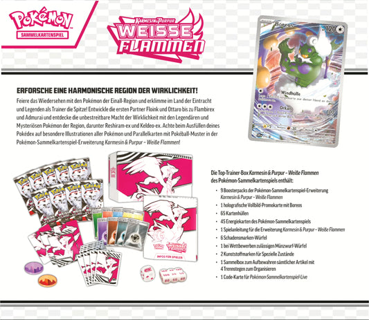 Pokémon (PKM) - Karmesin & Purpur 10.5 - Weiße Flammen - Elite | Top Trainer Box - DE