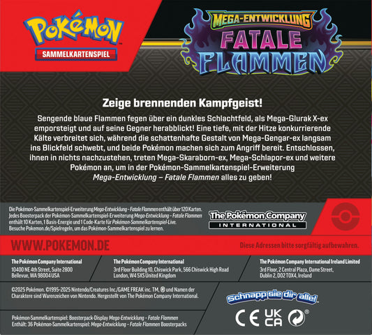 Pokémon (PKM) - Mega-Entwicklung 02 (ME02) - Fatale Flammen - Booster Display (36 Booster) - DE