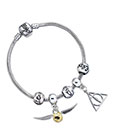 Harry Potter Armband Anhänger Set Heiligtümer/Schnatz/3 Spruchperlen (versilbert)