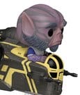 Star Wars: The Mandalorian and Grogu POP! Rides Deluxe Vinyl Wackelkopf-Figur Zeb Orrelios in the Razor Crest 9 cm
