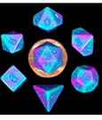 FanRoll Mini Würfel Set Turquoise and Purple Marble (7)