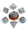 FanRoll Mini Würfel Set Stardust Gray with Silver Numbers (7)