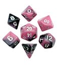FanRoll Mini Würfel Set Pink/Black with White Numbers (7)