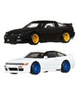 Hot Wheels Premium Car Culture Diecast Modellautos 2er-Pack 1/64 '96 Nissan 180SX Type X & Nissan SilEighty