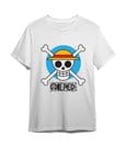 One Piece T-Shirt Circle Skull Weiß
