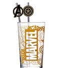 Marvel Glas Tumbler mit Trinkhalmen Logo & Avengers 485 ml