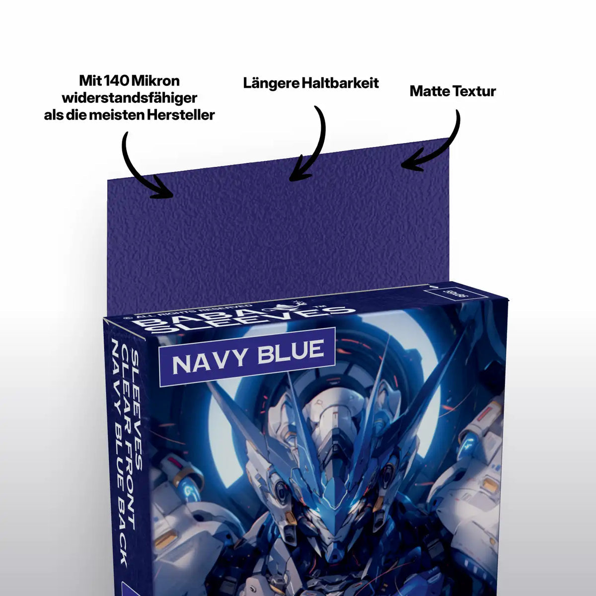 Baba Sleeves - Matte Marine Blaue / Navy Blue Hüllen Japan Size (60 Sleeves)