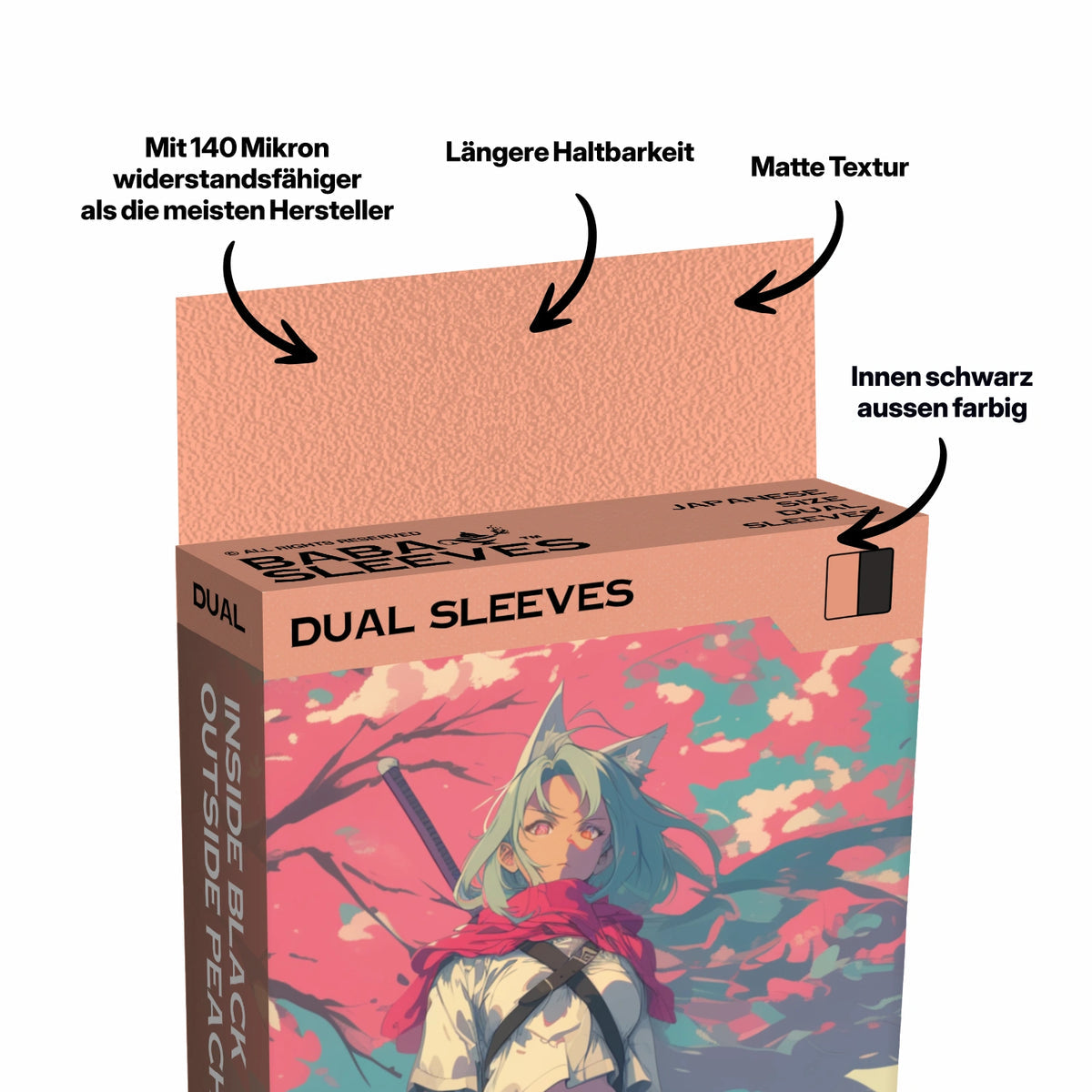 Baba Sleeves - Matte Dual Pink / Peach Pink Hüllen Japan Size (60 Sleeves)