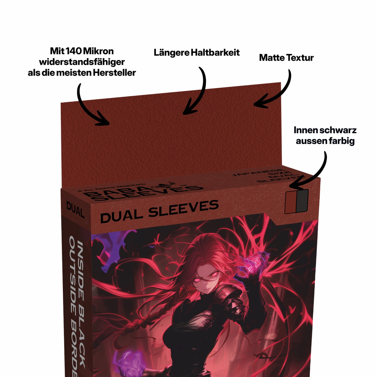 Baba Sleeves - Matte Dual Dunkel Rot / Bordeaux Hüllen Japan Size (60 Sleeves)