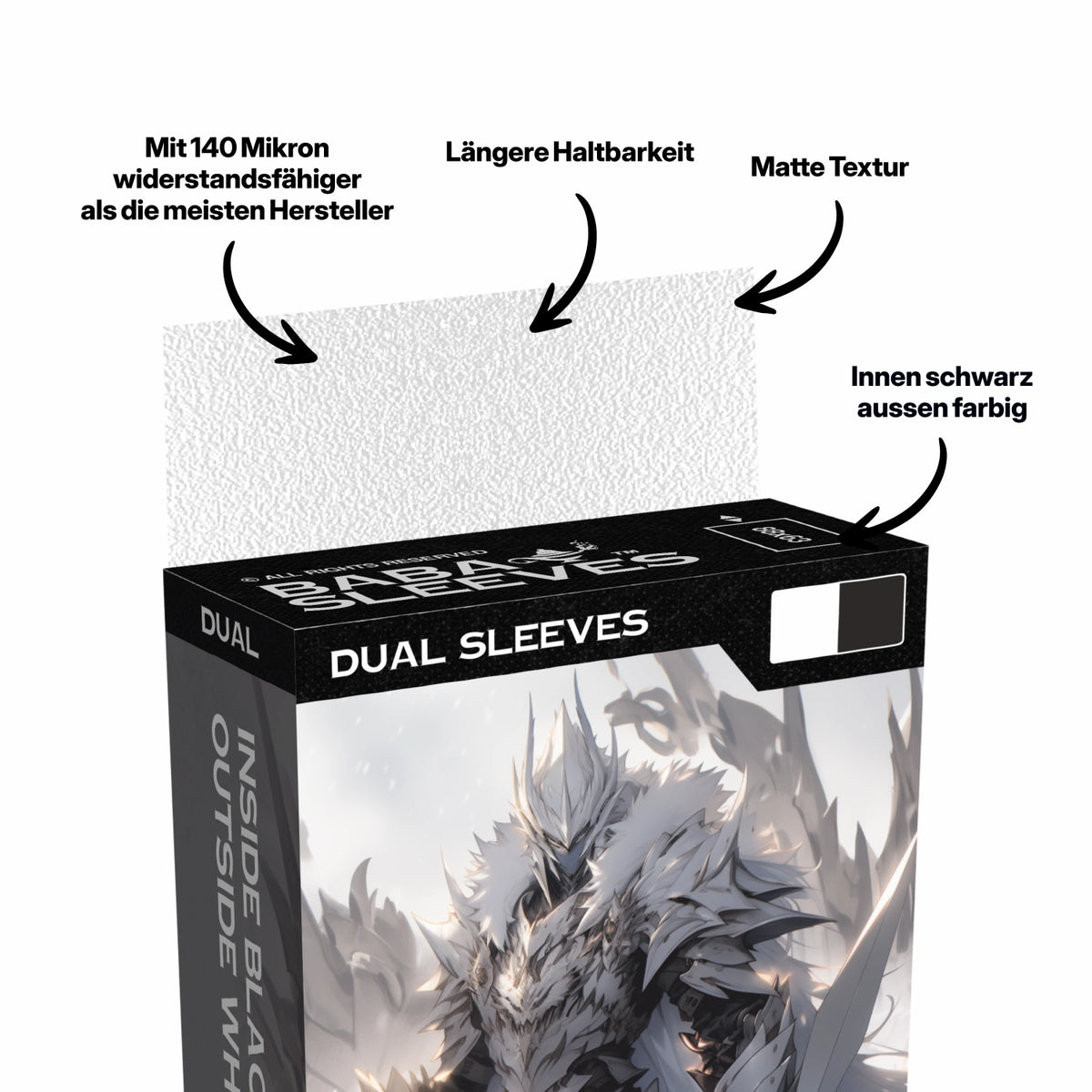 Baba Sleeves - Matte Dual Weiß / White Hüllen Standard Size (100 Sleeves)