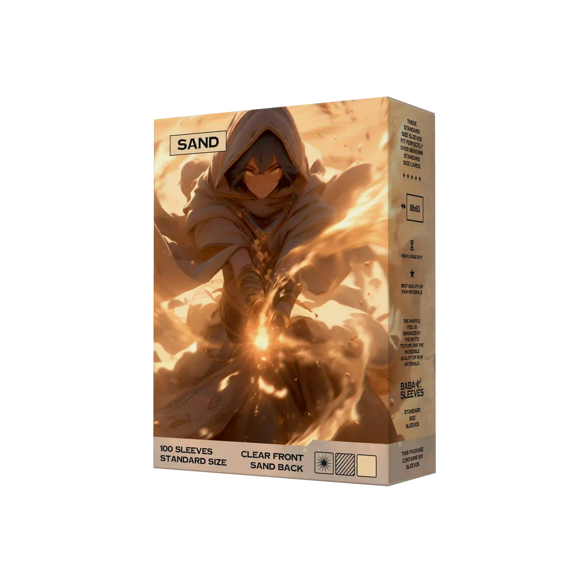 Baba Sleeves - Matte Beige / Sand Hüllen Standard Size (100 Sleeves)