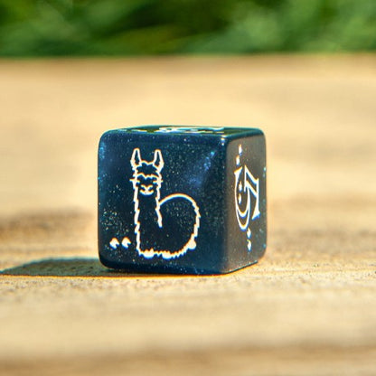 Q Workshop - Llama: Glittering dark blue & white 7pc RPG Dice Set