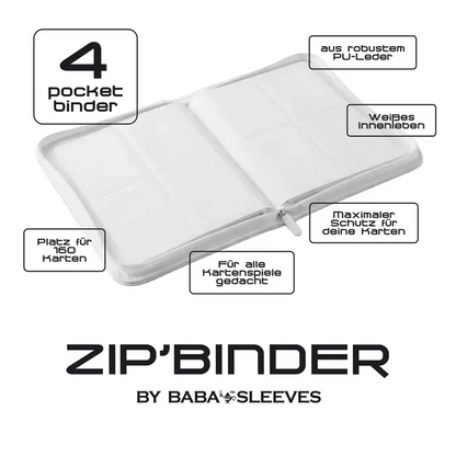 Baba Sleeves - 4-Pocket Zip-Binder Klein Weiß für 160 Karten