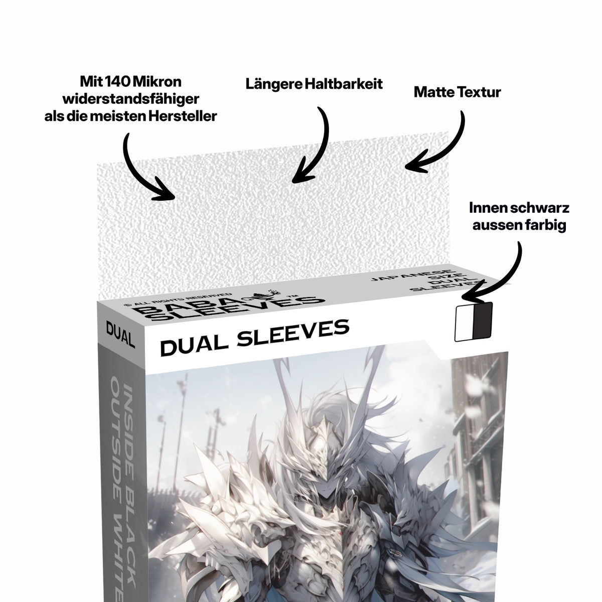 Baba Sleeves - Matte Dual Weiß / White Hüllen Japan Size (60 Sleeves)