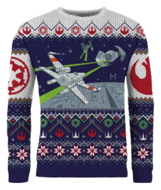Star Wars Christmas Pullover X-Wing v TIE Fighter Größe L