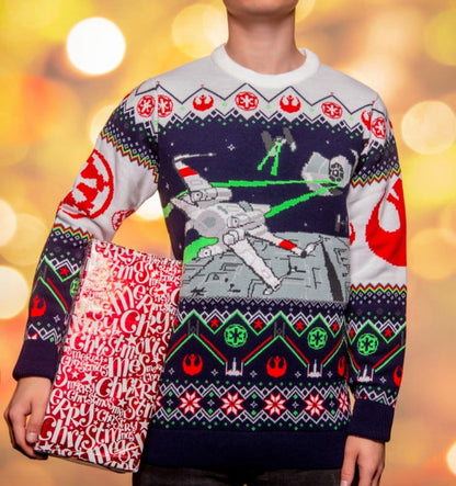Star Wars Christmas Pullover X-Wing v TIE Fighter Größe S