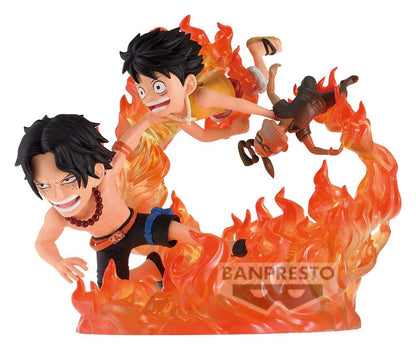 One Piece World Collectable Figure Log Stories PVC-Figur Portgas D. Ace & Monkey D. Ruffy (Marineford) 10 cm