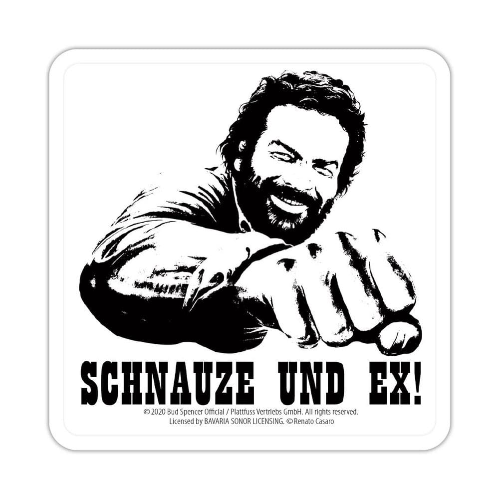 Bud Spencer Bierdeckel aus Blech Schnauze und Ex 10 x 10 cm