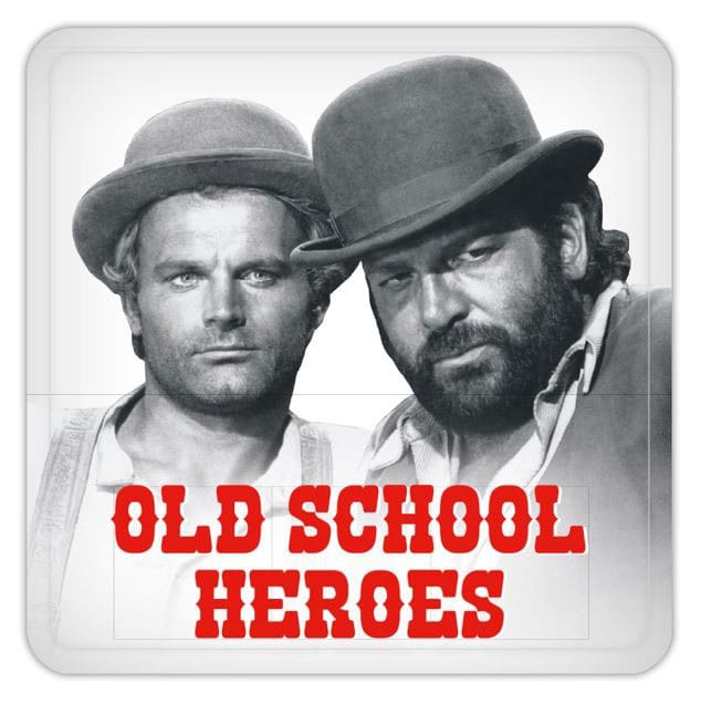 Bud Spencer & Terence Hill Bierdeckel aus Blech Old School Heroes 10 x 10 cm