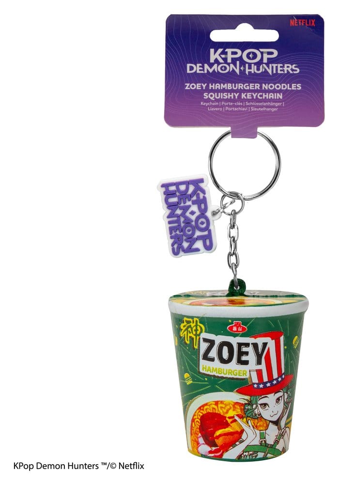 KPop Demon Hunters Squishy Schlüsselanhänger Zoey Hamburger Noodles