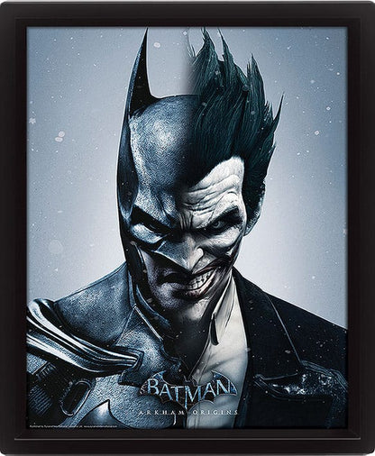 Batman Arkham Origins 3D-Effekt Poster Set im Rahmen Batman vs. Joker 26 x 20 cm (3)