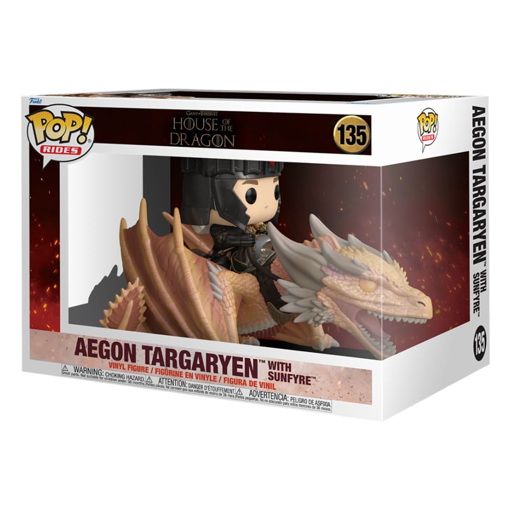 House of the Dragon POP! Rides Vinyl Figur Aegon Targaryen w/ Sunfyre 14 cm