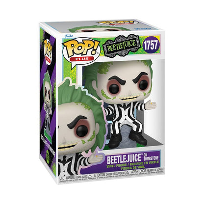 Beetlejuice POP! Plus Movies Vinyl Figur Beetlejuice w/tombstone 9 cm