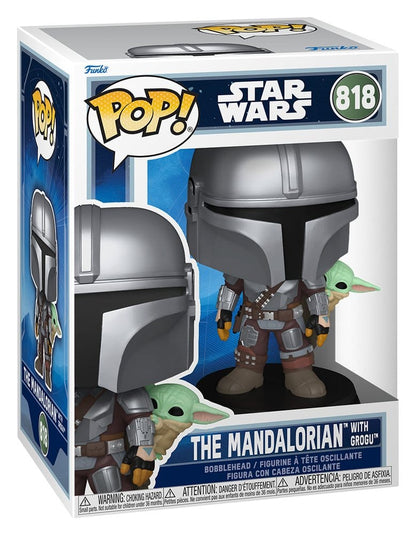 Star Wars: The Mandalorian and Grogu POP! Vinyl Wackelkopf-Figur The Mandalorian with Grogu 9 cm