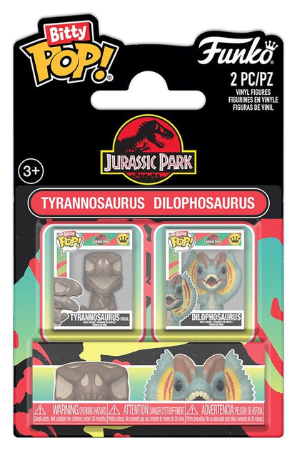 Jurassic Park Bitty POP! Vinyl Figuren 2er-Pack Tyrannosaurus Fossil & Dilophosaurus 2 cm
