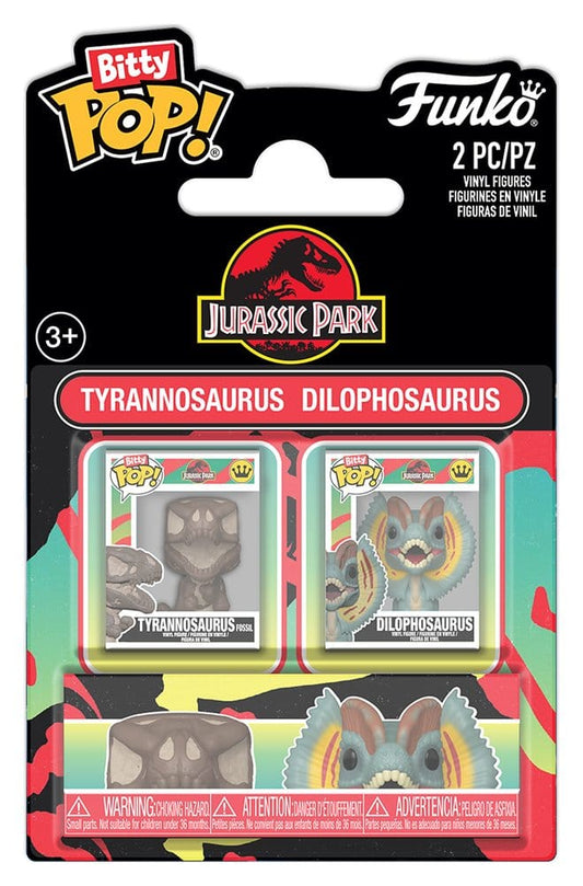 Jurassic Park Bitty POP! Vinyl Figuren 2er-Pack Tyrannosaurus Fossil & Dilophosaurus 2 cm