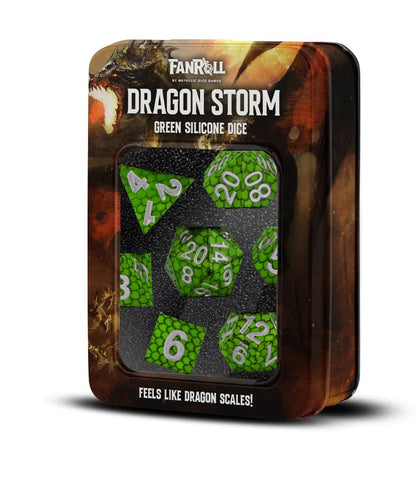 Dragon Storm Sharp Edge Silicone Würfel Set Green Dragon Scales (7)