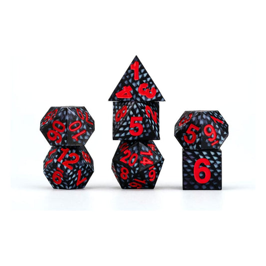 Dragon Storm Sharp Edge Silicone Würfel Set Black Dragon Scales (7)