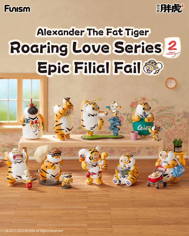 Alexander The Fat Tiger Blind Box Minifiguren Roaring Love Series 2: Epic Filial Fabil 7 cm Display (8)