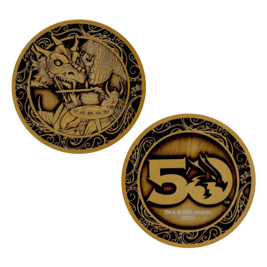 Dungeons & Dragons Sammelmünze 50th Anniversary Antique Gold Edition 4 cm