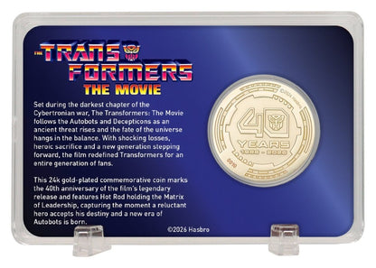 Transformers Sammelmünze The Movie 40th Anniversary Limited Edition 24k Gold Plated